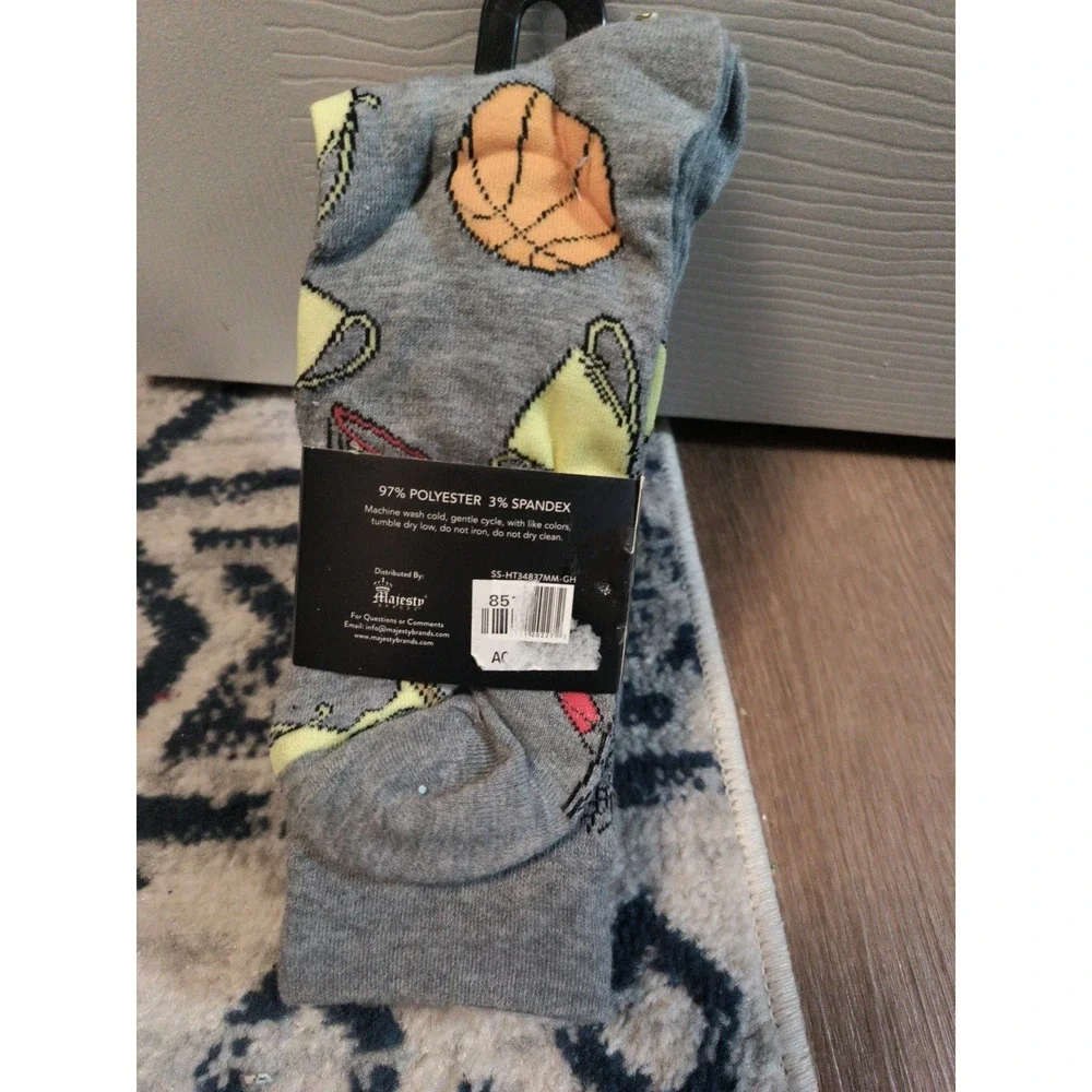 Men's Happy Threads Sports Basketball Crew Socks (US 6-12) 4 Pairs! New